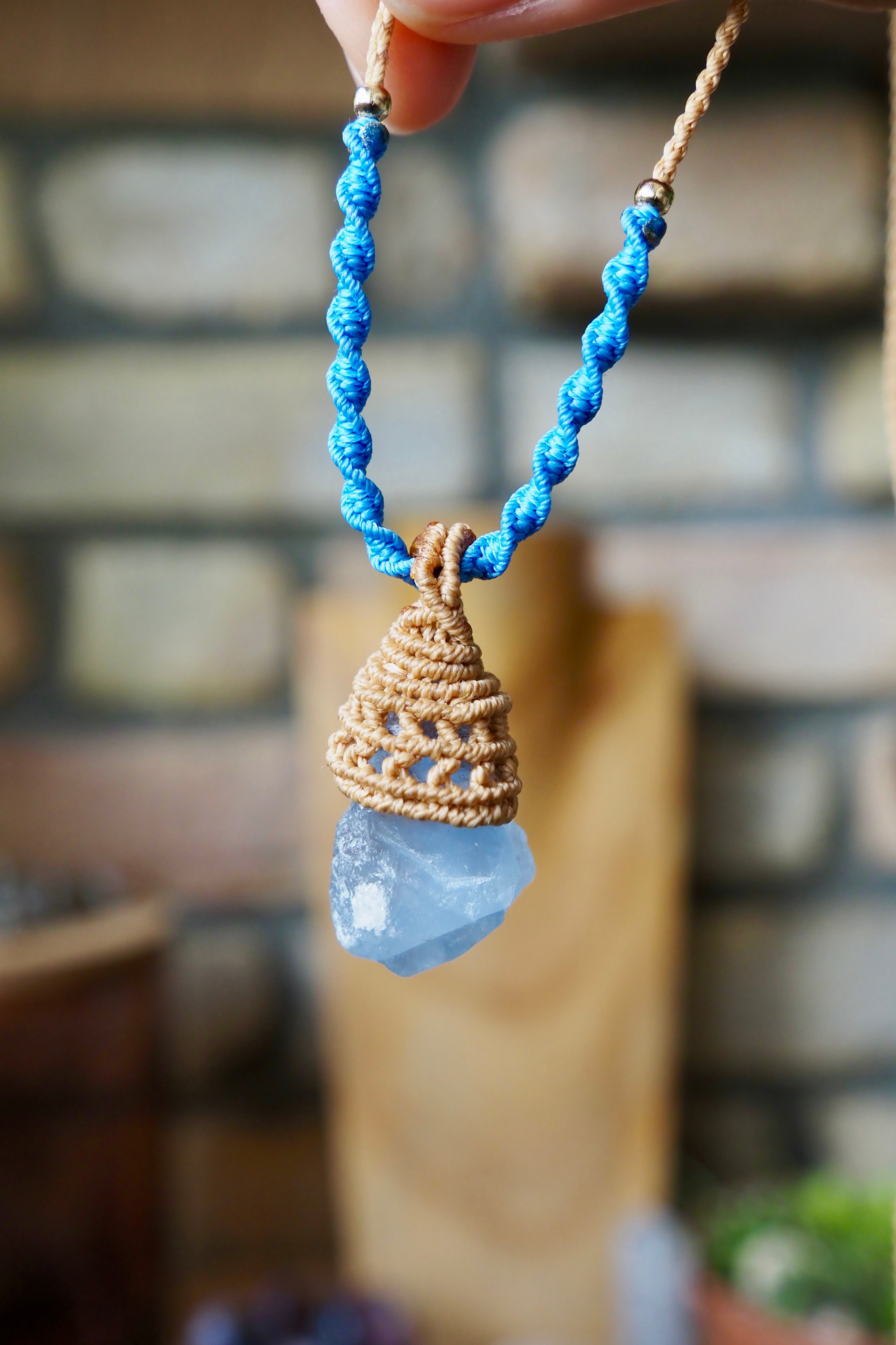 Raw Celestine Necklace