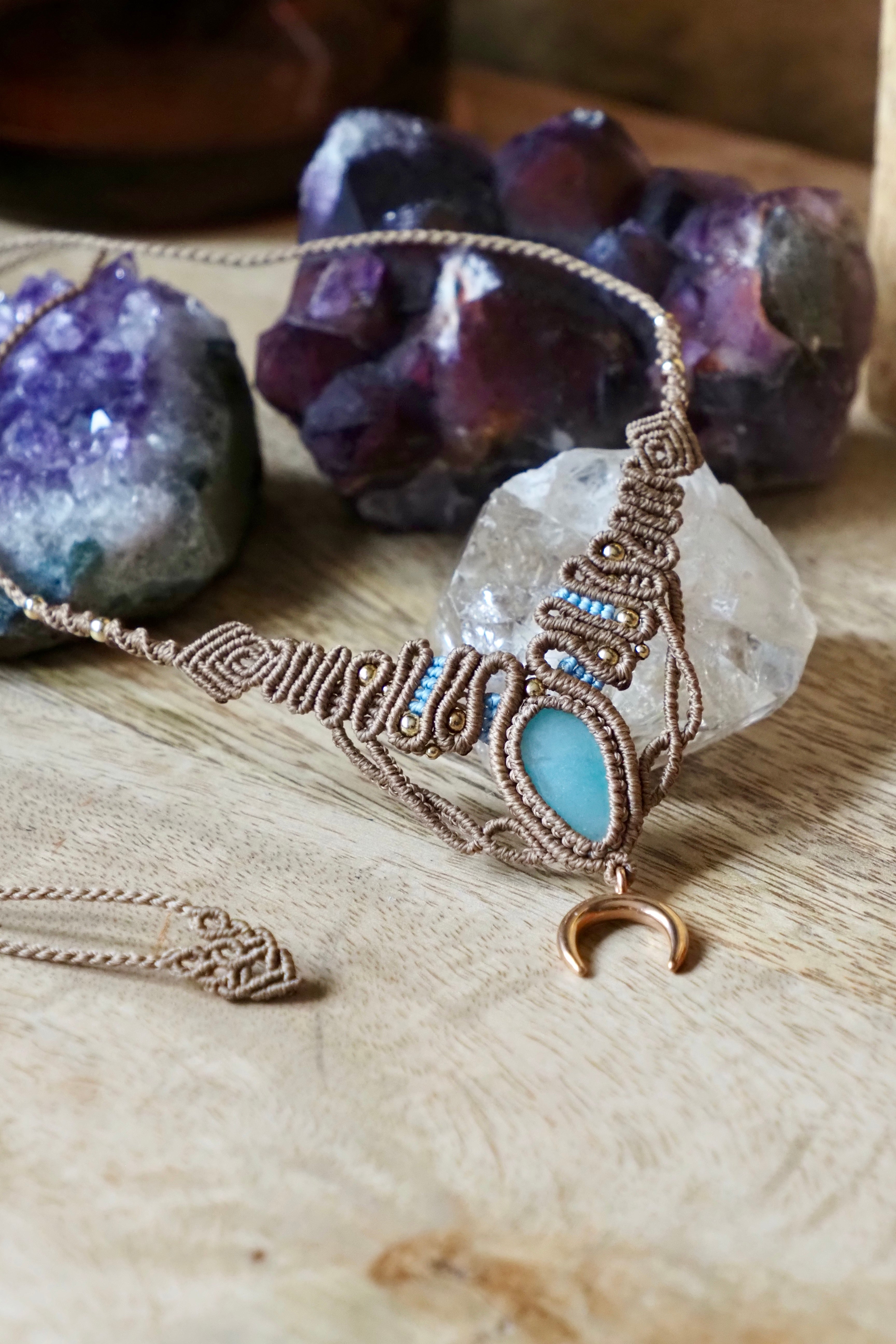 Cresent Moon § Aquamarin Necklace