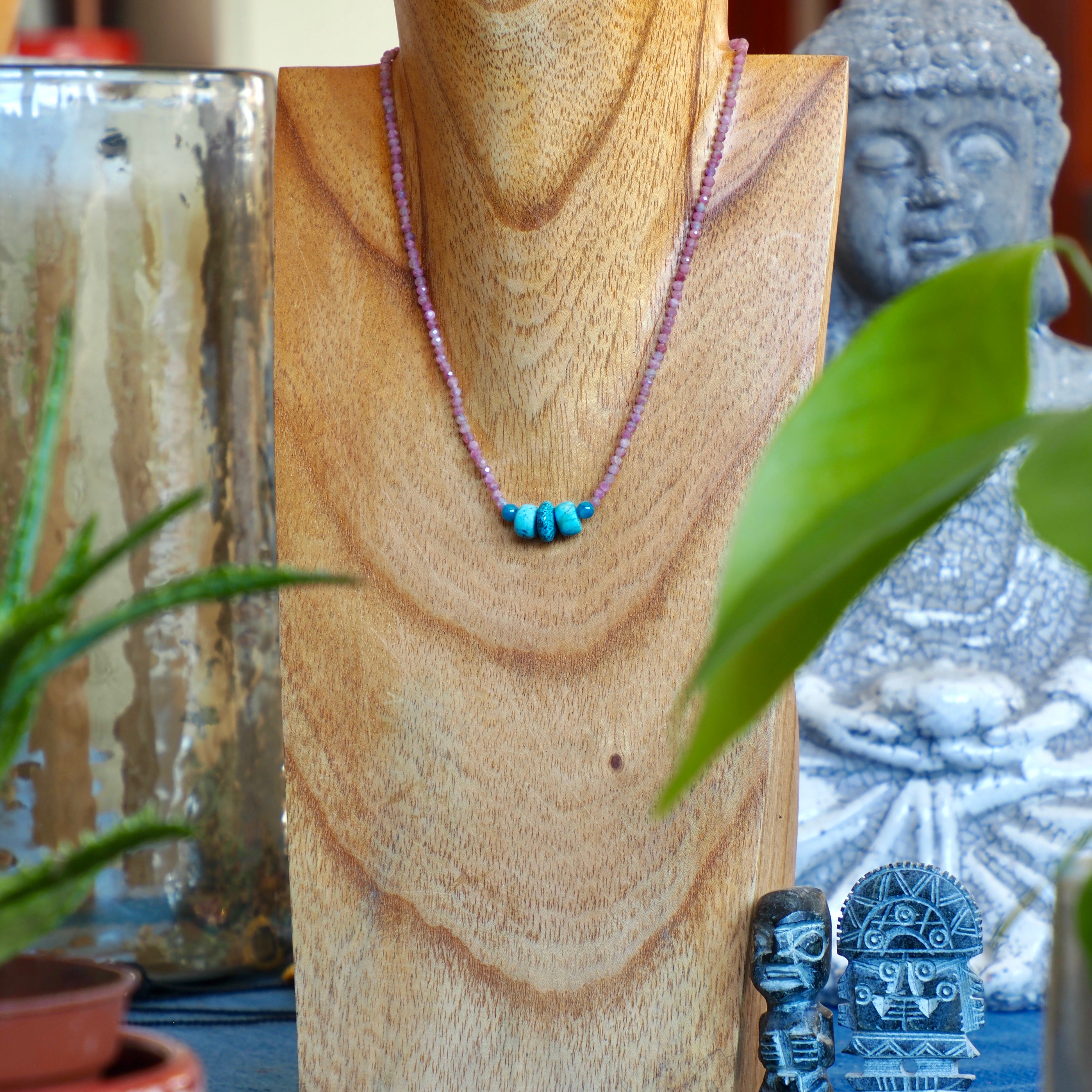 Rubellit Necklace with Turquoise and Apatite