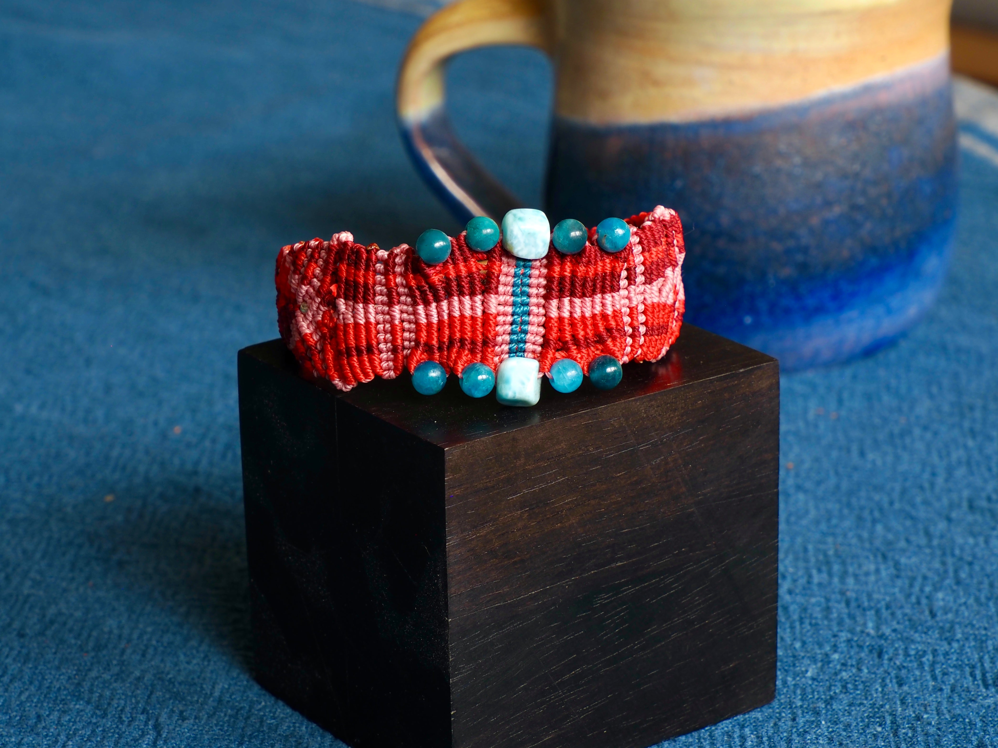 Burning Red Bracelet with Cooling Blue Beads