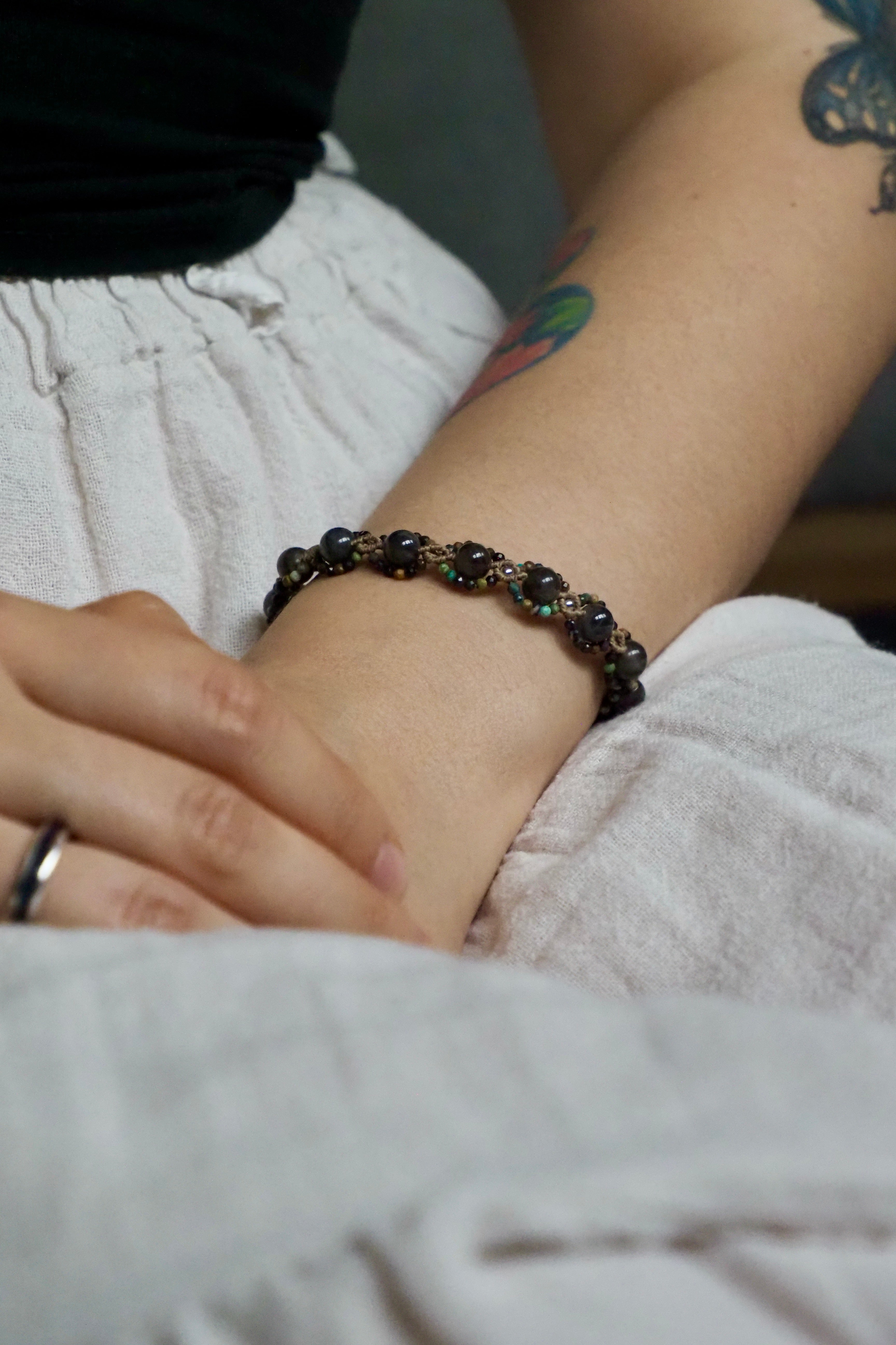 Labradorite and African Turquoise Bracelet